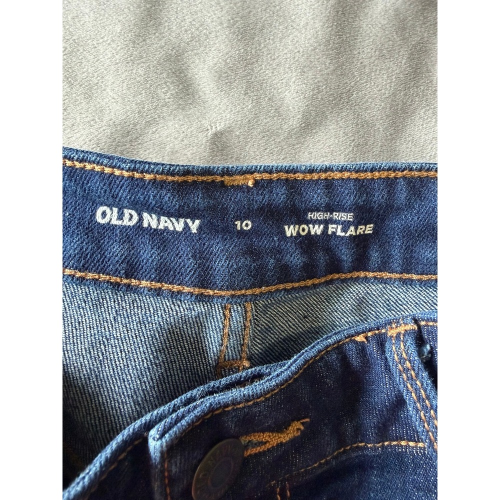 Old Navy High-Rise Wow Flare Jeans Dark Wash Denim Blue Womens Size 10 - Picture 3 of 3